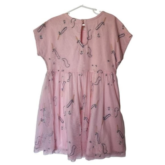 Hanna Andersson Embroidered Dress Tulle Pink Unicorn size 120 size 6 7 Years - Picture 5 of 5